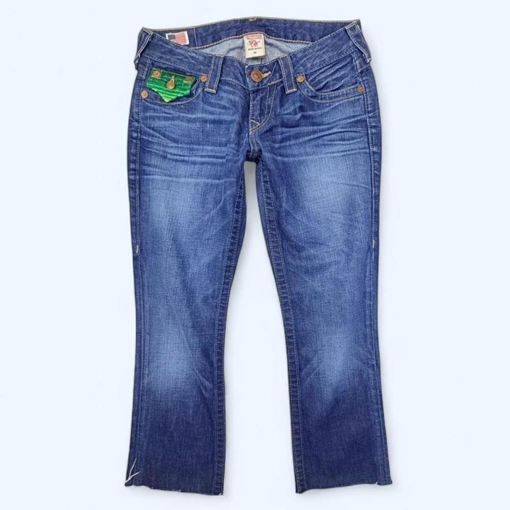 True Religion Billy Baja Jeans 26 Low Rise Bootcut Flap Pocket Y2K USA - Picture 2 of 8